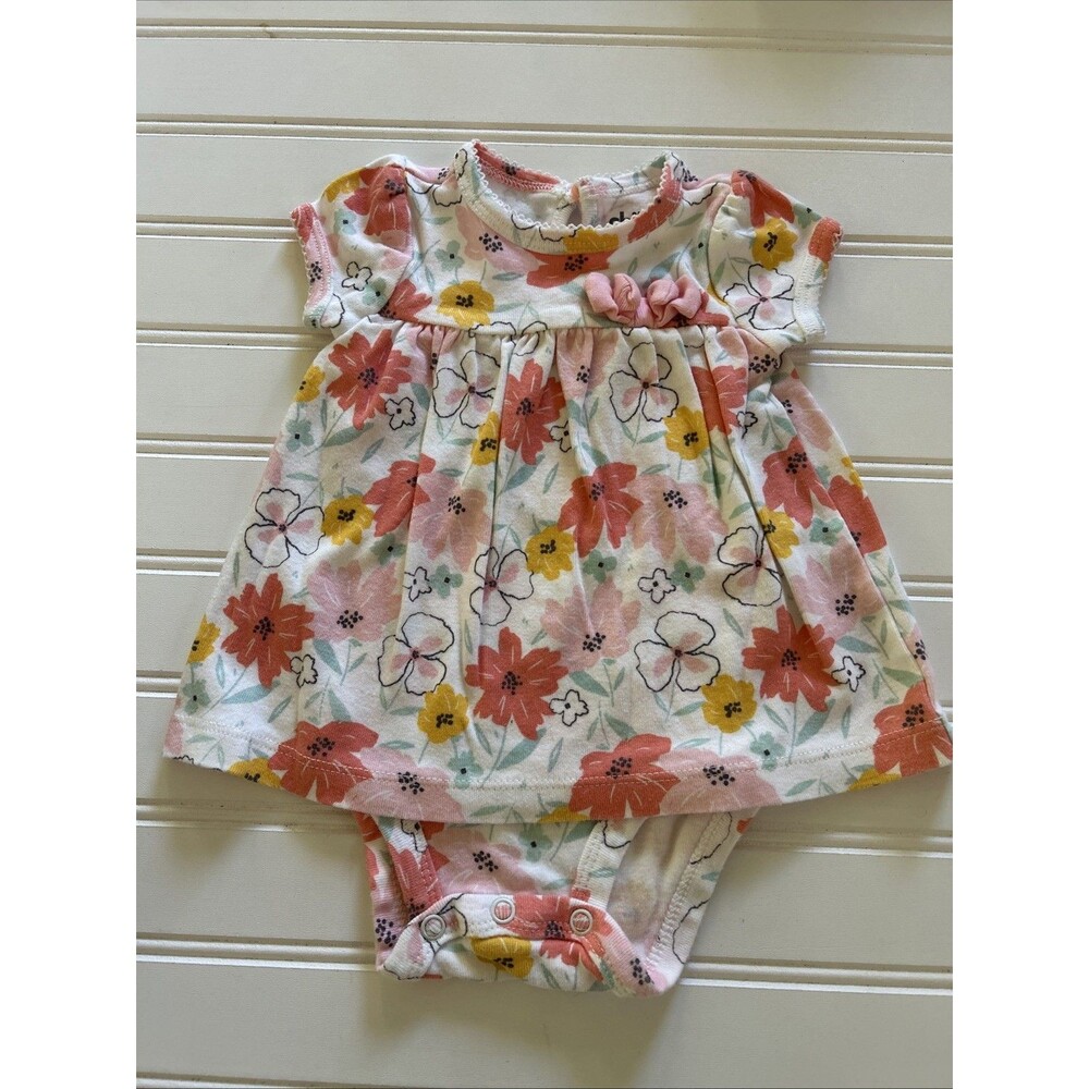 Child Of Mine by Carters Baby Girl 0-3 Months Floral Snap Romper Summer Pink